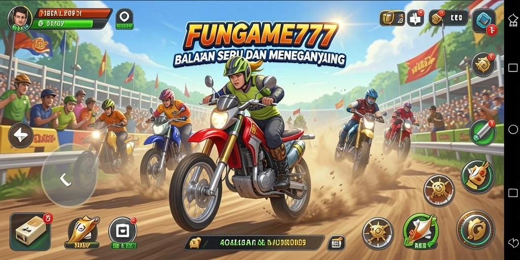 Screenshot FUNGAME777 menunjukkan aksi balapan yang mendebarkan dan grafis berkualitas tinggi.