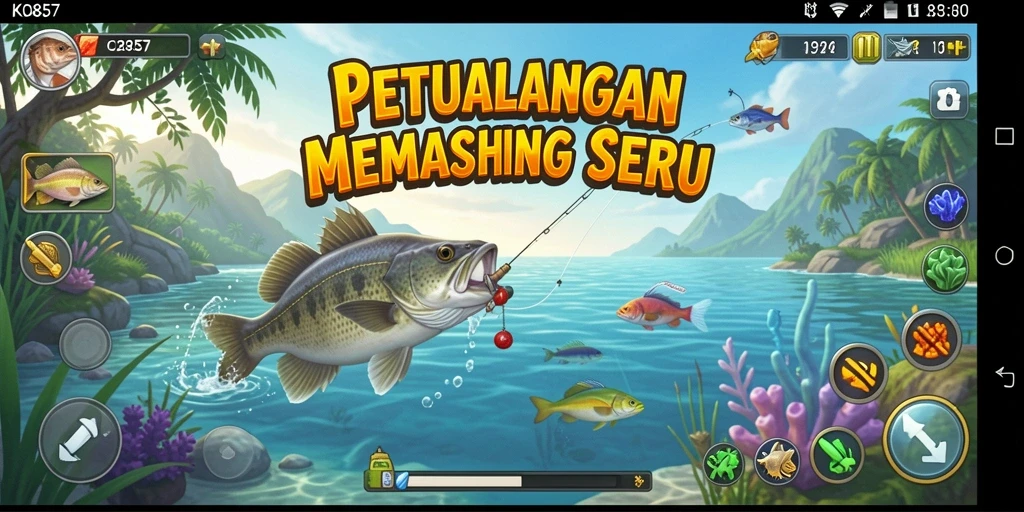 Tampilan gameplay seru menangkap ikan di KO857.