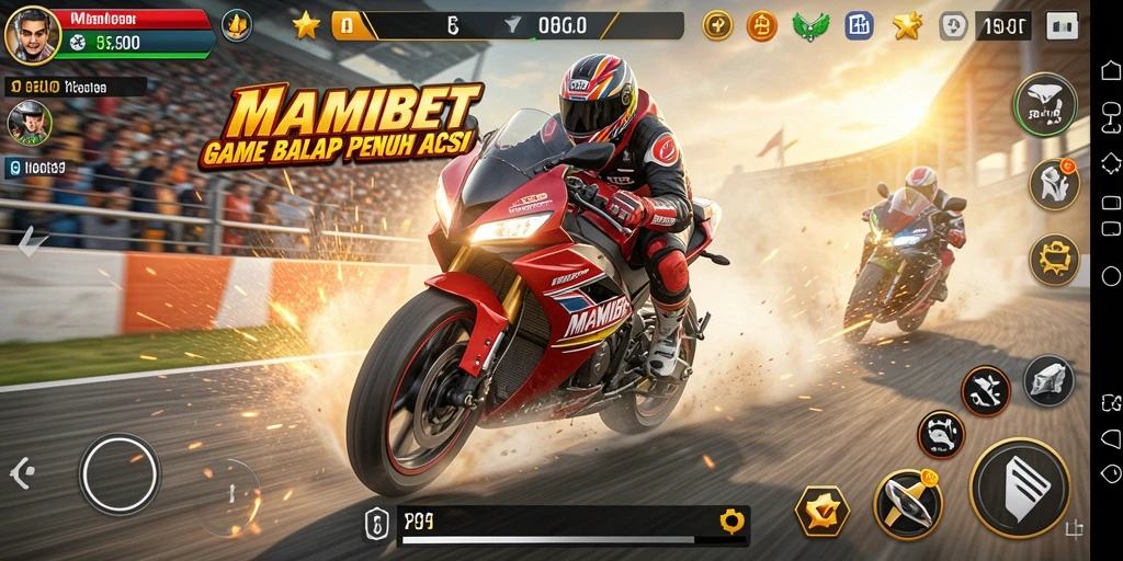 Gameplay MAMIBET yang seru dengan lintasan menantang.