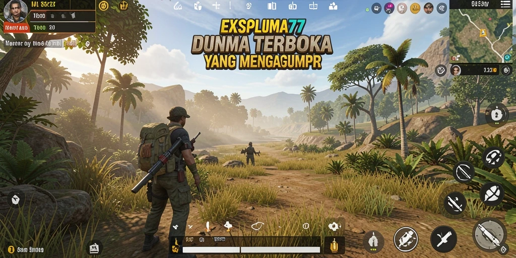 Gameplay <strong>PANGLIMA77</strong> menampilkan petualangan seru di dunia terbuka.