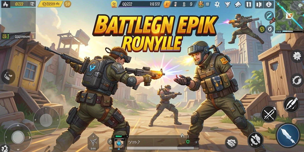 Screenshot gameplay QQ222 yang menunjukkan aksi seru Battle Royale.