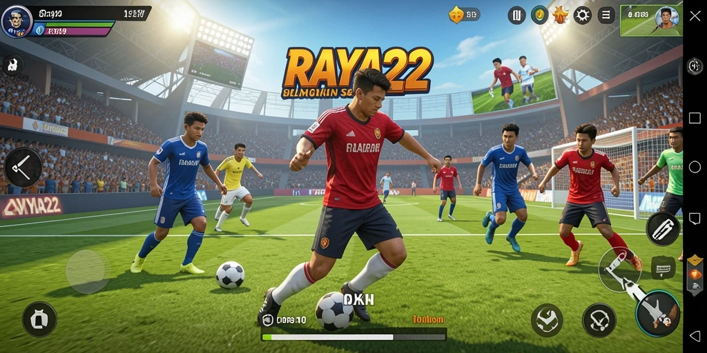 Tampilan seru gameplay RAYA22 dalam suasana olahraga.