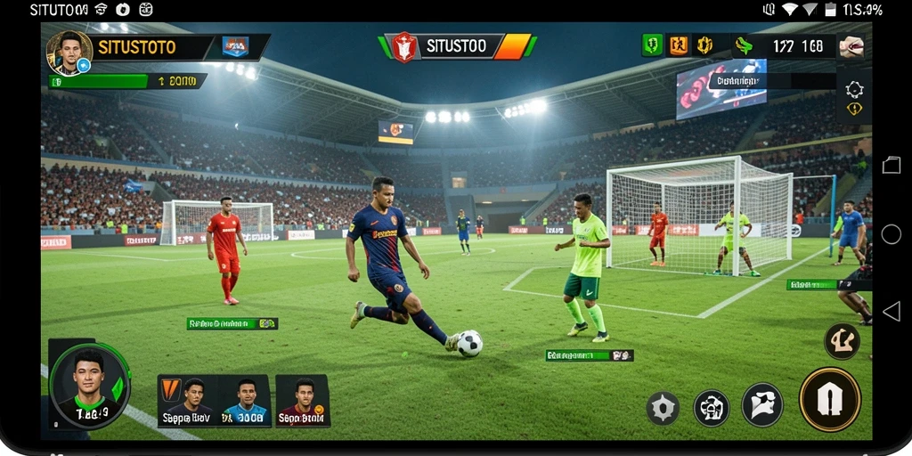 Tampilan gameplay menegangkan dalam SITUSTOTO saat mencetak gol.