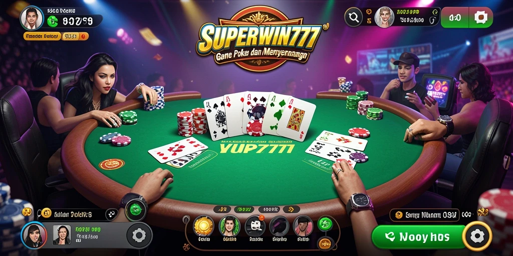 Tampilan gameplay Poker yang menarik di SUPERWIN777 dengan antarmuka yang ramah pengguna.